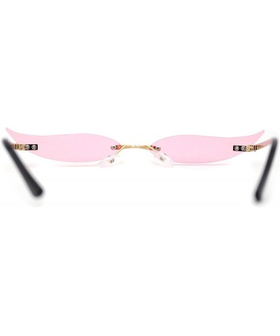 Mico Cut Out Narrow Blade Cat Eye Rimless Color Sunglasses Gold Pink $10.59 Cat Eye