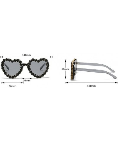 Women Heart Shaped Sunglasses With Rhinestone Candy Color Transparent Heart Glasses For Traveling Party Grey White $8.99 Heart