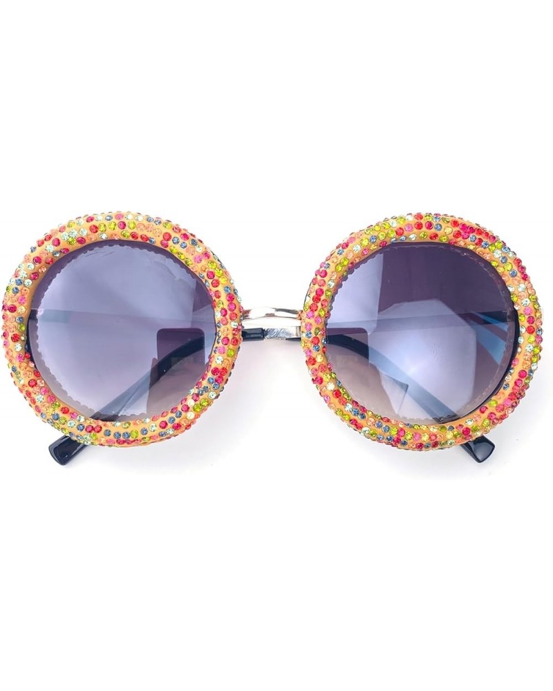 2024 Diamond-studded Sunglasses Women's Fashion Punk Round Frame Rhinestone Sunglasses Lady Men Trend Sunglasses Gray $11.33 ...