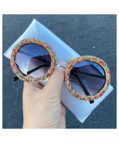 2024 Diamond-studded Sunglasses Women's Fashion Punk Round Frame Rhinestone Sunglasses Lady Men Trend Sunglasses Gray $11.33 ...