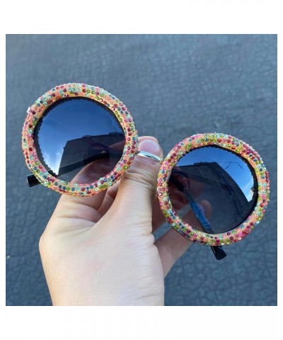 2024 Diamond-studded Sunglasses Women's Fashion Punk Round Frame Rhinestone Sunglasses Lady Men Trend Sunglasses Gray $11.33 ...