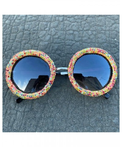 2024 Diamond-studded Sunglasses Women's Fashion Punk Round Frame Rhinestone Sunglasses Lady Men Trend Sunglasses Gray $11.33 ...