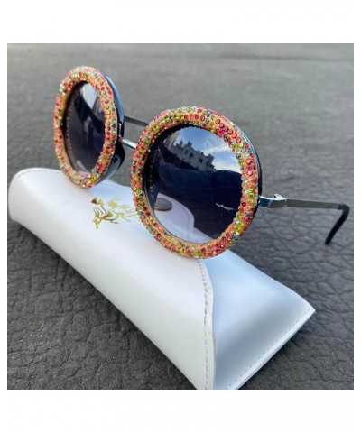 2024 Diamond-studded Sunglasses Women's Fashion Punk Round Frame Rhinestone Sunglasses Lady Men Trend Sunglasses Gray $11.33 ...