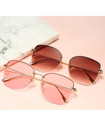 Retro Half Frame Women's Metal Sunglasses, Outdoor Street Shooting Beach Glasses (Color : D, Size : Medium) Medium A $20.10 D...