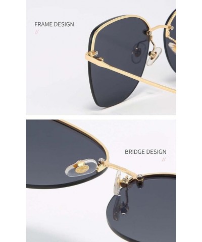 Retro Half Frame Women's Metal Sunglasses, Outdoor Street Shooting Beach Glasses (Color : D, Size : Medium) Medium A $20.10 D...