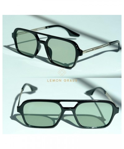 Womens Acetate Frame Double Bridge Avaitor Sunglasses Black Green $9.24 Aviator