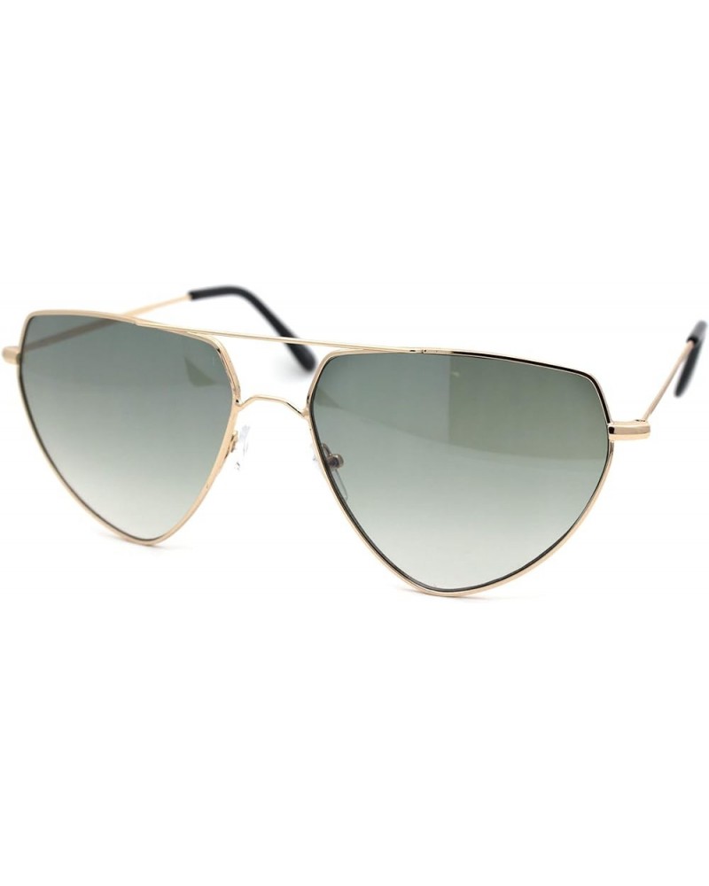 Luxury Triangular Shape Retro Hipster Metal Rim Sunglasses Gold Green $9.15 Triangular