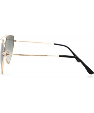 Luxury Triangular Shape Retro Hipster Metal Rim Sunglasses Gold Green $9.15 Triangular