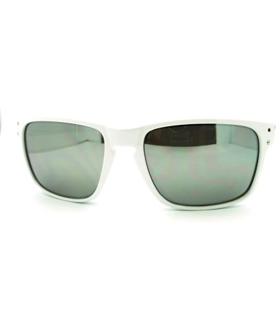 Multicolor Mirror Lens Sunglasses Classic Sports Rectangular White Frame White mirror $9.41 Sport