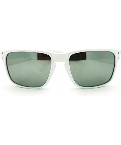 Multicolor Mirror Lens Sunglasses Classic Sports Rectangular White Frame White mirror $9.41 Sport