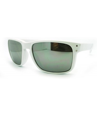 Multicolor Mirror Lens Sunglasses Classic Sports Rectangular White Frame White mirror $9.41 Sport