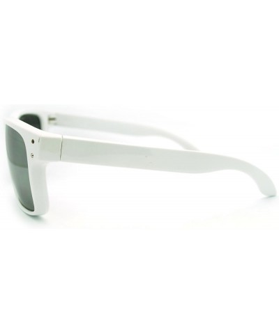 Multicolor Mirror Lens Sunglasses Classic Sports Rectangular White Frame White mirror $9.41 Sport