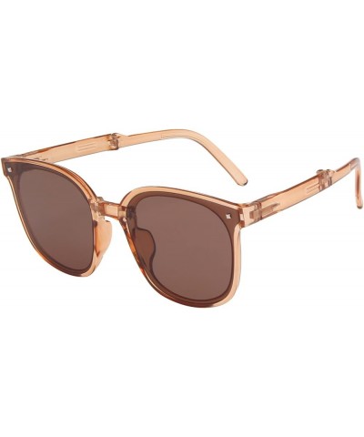 Sunglasses Womens Vintage Retro Round Mirrored Sunglasses for Women Man Polarized Foldable Round Chic Retro Brown $7.27 Round