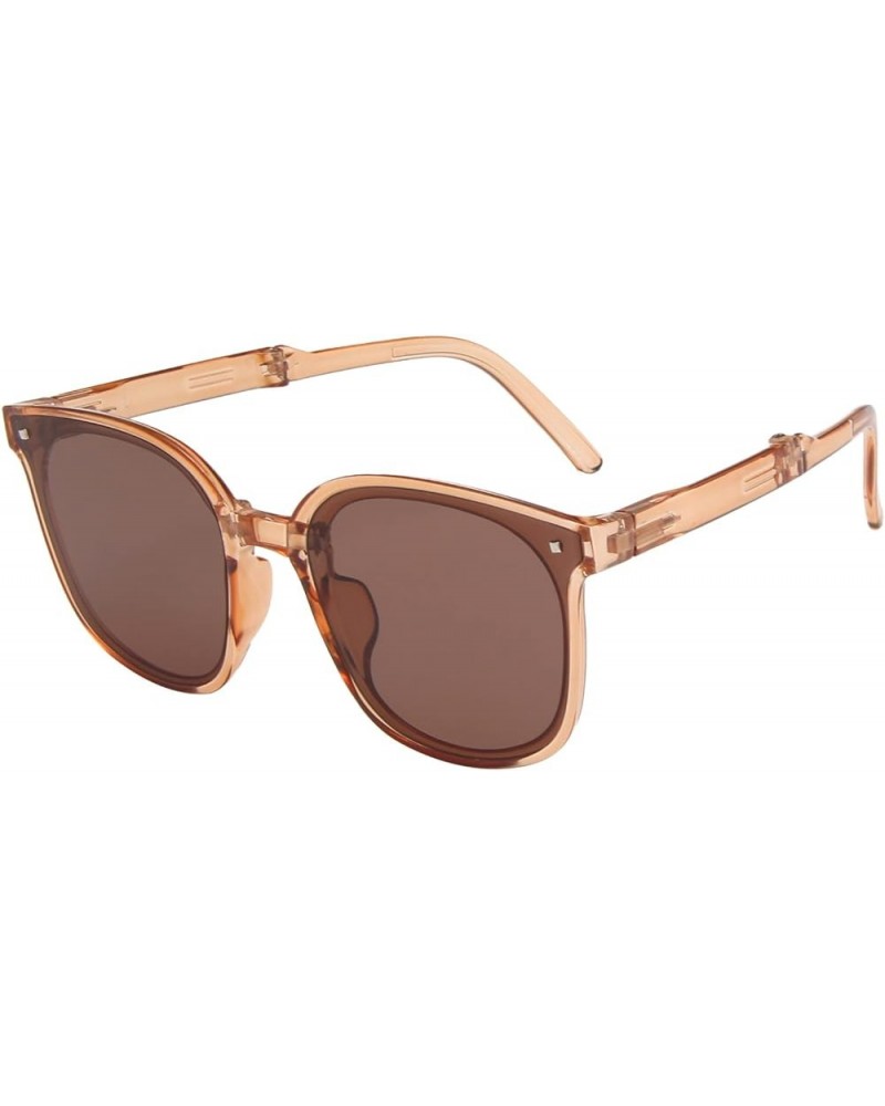 Sunglasses Womens Vintage Retro Round Mirrored Sunglasses for Women Man Polarized Foldable Round Chic Retro Brown $7.27 Round