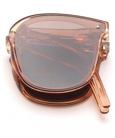 Sunglasses Womens Vintage Retro Round Mirrored Sunglasses for Women Man Polarized Foldable Round Chic Retro Brown $7.27 Round