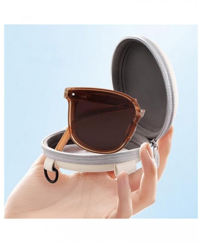 Sunglasses Womens Vintage Retro Round Mirrored Sunglasses for Women Man Polarized Foldable Round Chic Retro Brown $7.27 Round