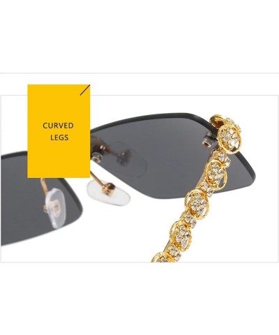 Rimless Rhinestone Sunglasses Women Crystal Sparkling Diamond Rectangle Sun Glasses bling Party Sunglasses Pink $10.90 Rectan...