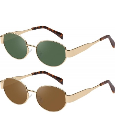 Retro Oval Sunglasses for Women Men Trendy Classic Shades Sun Glasses Metal Frame UV400 Protection Gold/Green+gold/Brown $11....