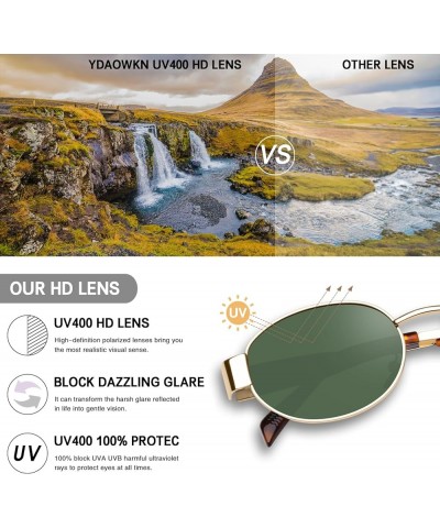 Retro Oval Sunglasses for Women Men Trendy Classic Shades Sun Glasses Metal Frame UV400 Protection Gold/Green+gold/Brown $11....