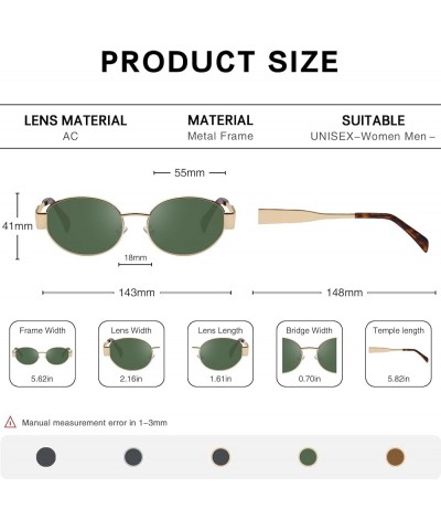 Retro Oval Sunglasses for Women Men Trendy Classic Shades Sun Glasses Metal Frame UV400 Protection Gold/Green+gold/Brown $11....