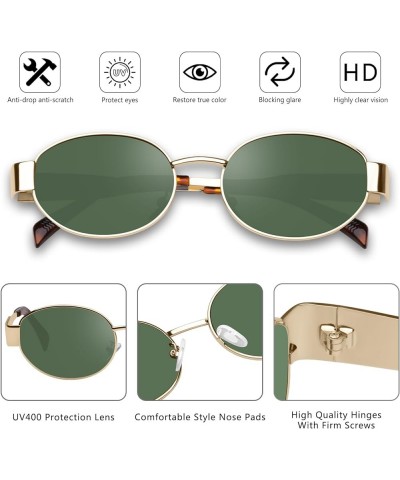 Retro Oval Sunglasses for Women Men Trendy Classic Shades Sun Glasses Metal Frame UV400 Protection Gold/Green+gold/Brown $11....