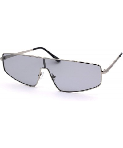 80s Shield Metal Rim Retro Dad Shade Sunglasses Silver Solid Grey $9.15 Shield