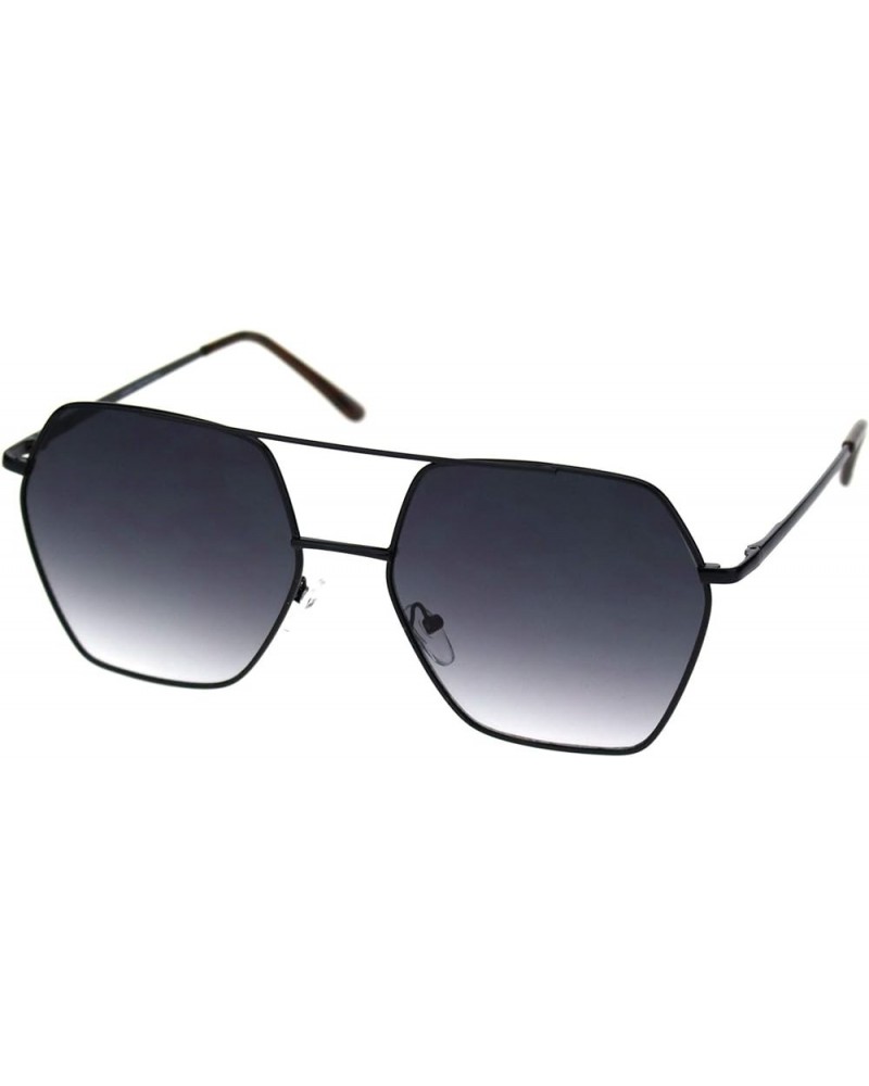 Womens Hexagon Shape Sunglasses Double Bridge Metal Frame UV 400 Black (Smoke) $9.32 Designer