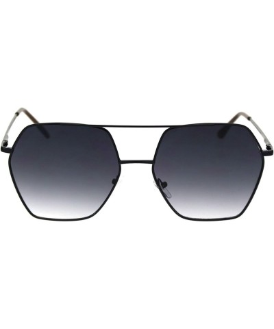 Womens Hexagon Shape Sunglasses Double Bridge Metal Frame UV 400 Black (Smoke) $9.32 Designer