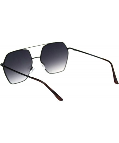 Womens Hexagon Shape Sunglasses Double Bridge Metal Frame UV 400 Black (Smoke) $9.32 Designer