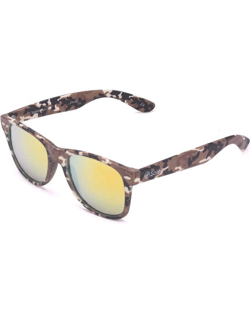 Soleil LOGAN Expressive Style Superior Optics Brown Camouflage Orange Flash Mirrored Tint $22.50 Wayfarer