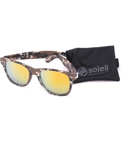 Soleil LOGAN Expressive Style Superior Optics Brown Camouflage Orange Flash Mirrored Tint $22.50 Wayfarer