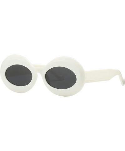 Oval Sunglasses for Women Trendy Y2K Style Design Sun Glasses UV Protection 2000S Oversized Vintage Round Shades White $10.79...