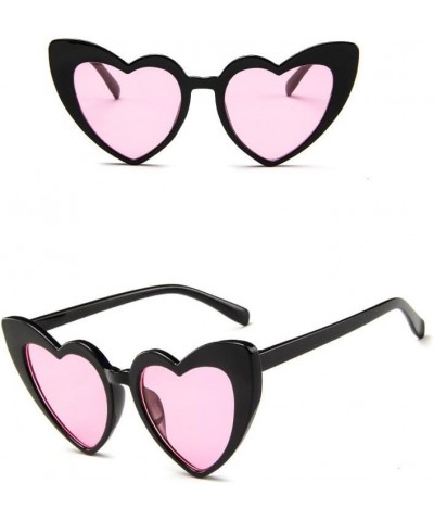 Women's Shine Flat Heart Cat Eye Sunglasses, Black Gloss Pink $11.31 Cat Eye