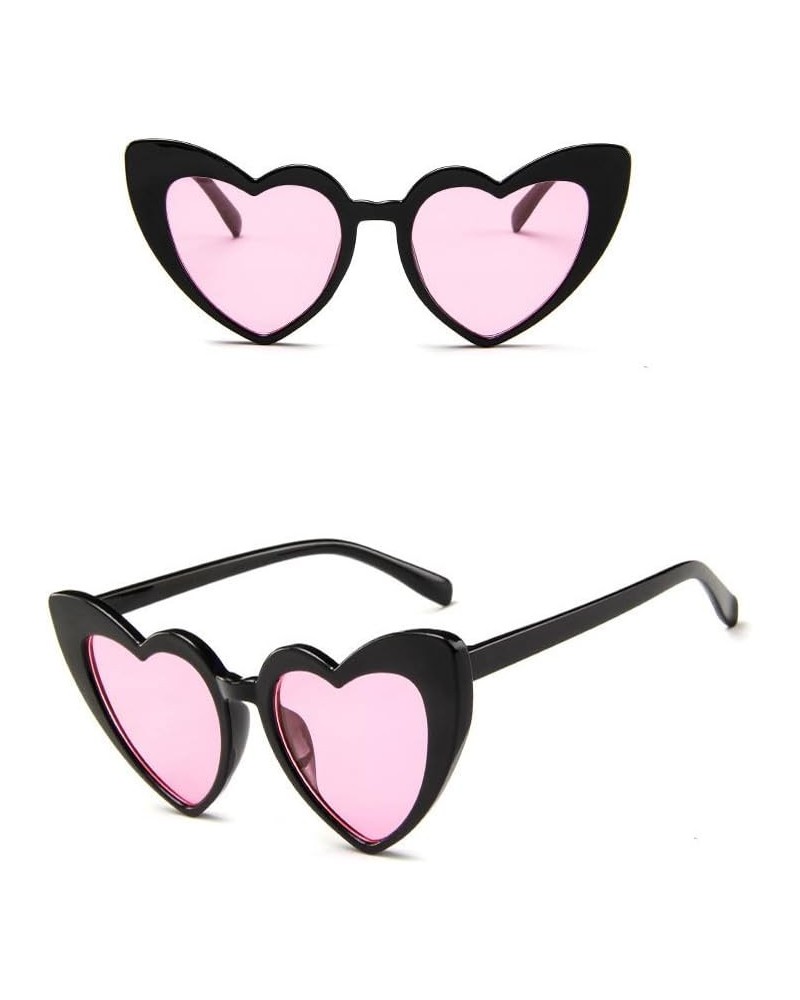 Women's Shine Flat Heart Cat Eye Sunglasses, Black Gloss Pink $11.31 Cat Eye