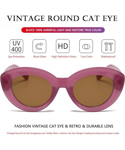 Oversized Cat Eye Sunglasses for Women Cute Oval Thick Frame Cateye Sun Glasses Chic Retro Style Shades Purple $6.25 Aviator