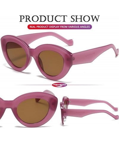 Oversized Cat Eye Sunglasses for Women Cute Oval Thick Frame Cateye Sun Glasses Chic Retro Style Shades Purple $6.25 Aviator