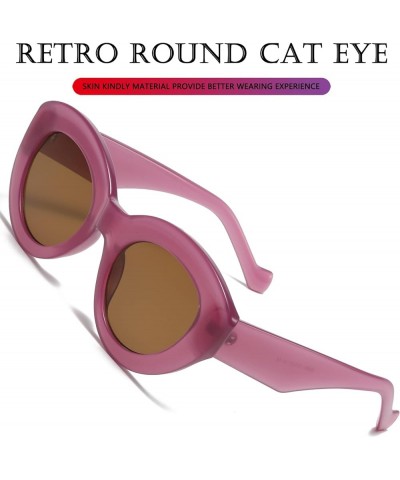 Oversized Cat Eye Sunglasses for Women Cute Oval Thick Frame Cateye Sun Glasses Chic Retro Style Shades Purple $6.25 Aviator