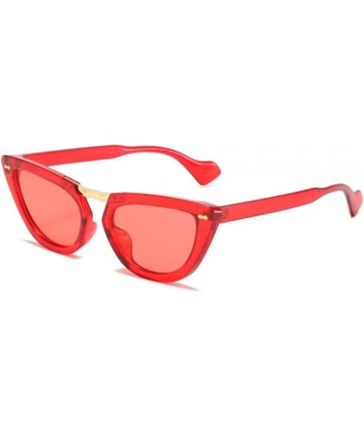 Cat Eye Sunglasses Women Rivet Plastic Frame Cateye Sun Glasses Shades Clear Red Red $21.58 Rectangular