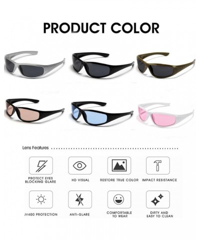 Y2K Wrap Around Sunglasses for Women Men Fashion Cool Sport Shades Silver Sun Glasses BS7000 2 Pack (Olive Green&black) $8.24...