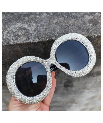 Oversized Round Sunglasses Women Diamond Rhinestone Sunglasses Men Luxury Glasses Eyeglasses 3pcs-black &Brown&green $14.57 R...