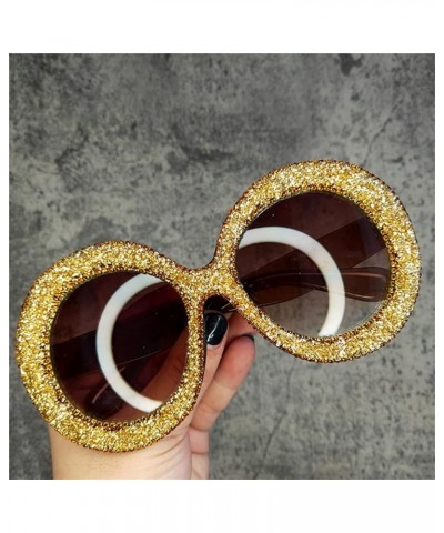 Oversized Round Sunglasses Women Diamond Rhinestone Sunglasses Men Luxury Glasses Eyeglasses 3pcs-black &Brown&green $14.57 R...