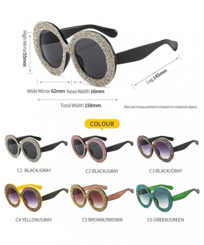 Oversized Round Sunglasses Women Diamond Rhinestone Sunglasses Men Luxury Glasses Eyeglasses 3pcs-black &Brown&green $14.57 R...