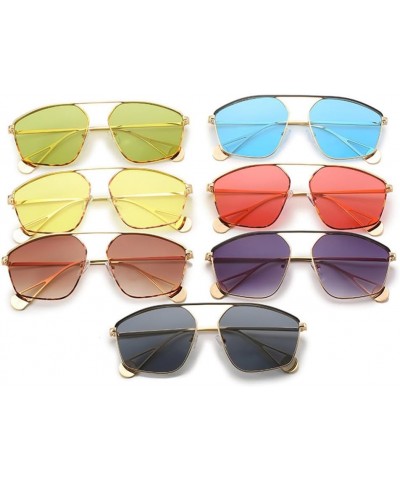 Retro Irregular Metal Sunglasses Women Clear Ocean Lens Eyewear Men Blue Yellow Sun Glasses Shades UV400 Yellow $32.68 Rectan...