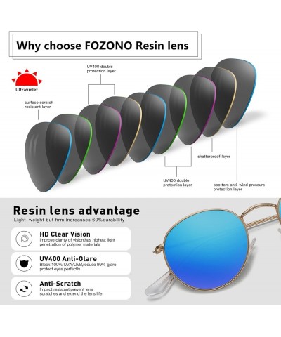 Trendy Retro Round Polarized Sunglasses for Women Men Classic Metal Frame Small Sun Glasses UV Protection Gold/Blue $9.24 Round