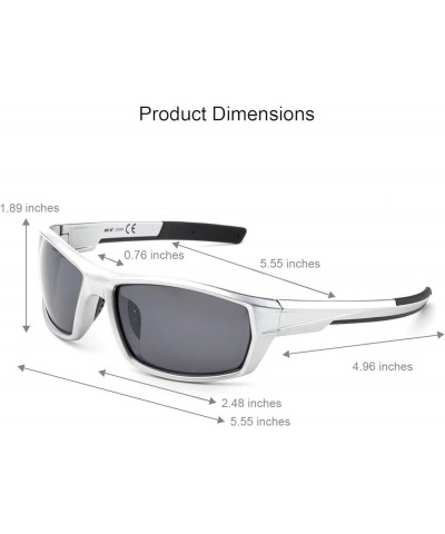 Men's Polarized Lens Sports Sunglasses Silver Frame Gray Lenses $9.71 Sport