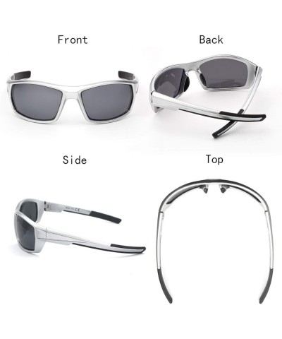 Men's Polarized Lens Sports Sunglasses Silver Frame Gray Lenses $9.71 Sport