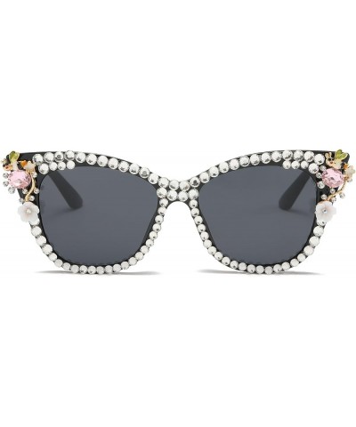 Womens Rhinestone Sunglasses Sparkling Diamond Party Sunglasses Luxury Vintage Cat Eye Sunglasses for Women Black $10.55 Cat Eye