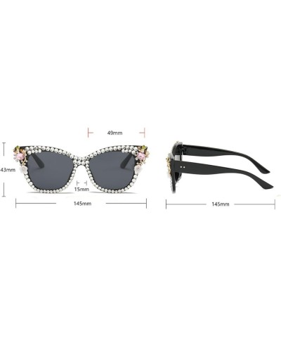 Womens Rhinestone Sunglasses Sparkling Diamond Party Sunglasses Luxury Vintage Cat Eye Sunglasses for Women Black $10.55 Cat Eye