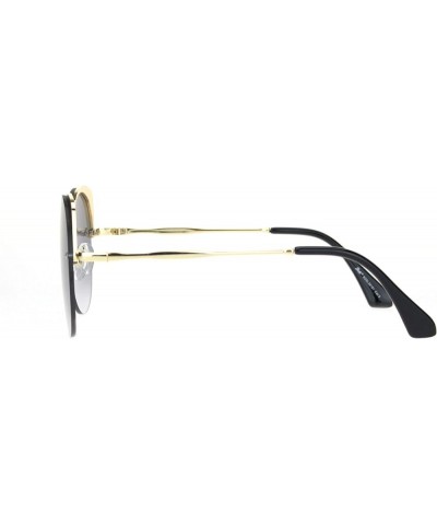 Womens Exposed Edge Round Cat Eye Brown Half Rim Sunglasses Gold Black $10.41 Round