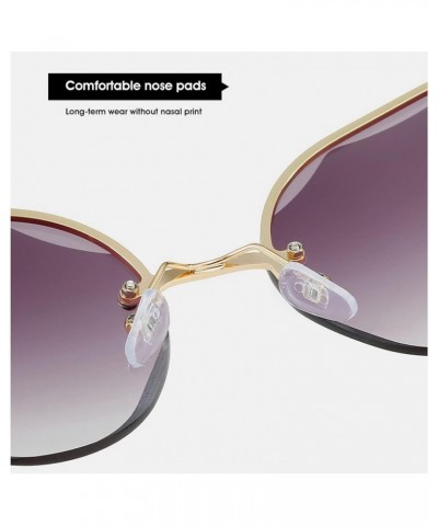 2022 Trendy Rimless Sunglasses Diamond-studded Polygon Female Ocean Film Gradient Color Glasses UV400 purple $10.97 Rimless